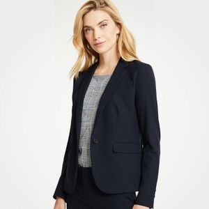 Petite One-Button Blazer Seasonless Stretch Navy